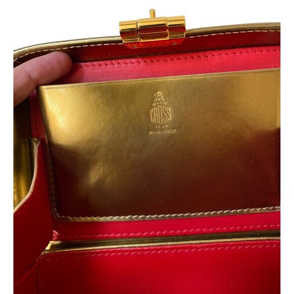 Mark Cross Grace Mini Box Leather Handbag Crossbody Gold Mirror + 2 Straps + key - Picture 17 of 17